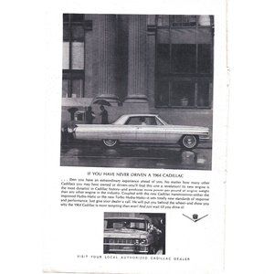 1964 Cadillac Car Automobile Auto Vintage Print Ad 9 inch Tall
